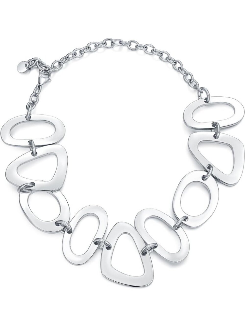 Extra Large Chunky Silver Plated Geometric Statement Necklace Choker for Women